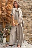 Pure Cotton Santos Keyhole Drape Back Top Mocha